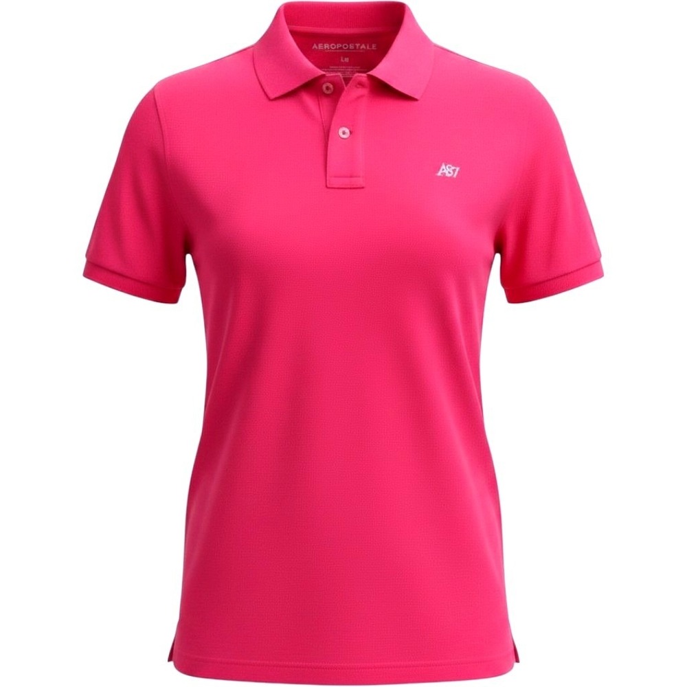 Aeropostale Polo Shirt Mens Large Hot Pink Solid Cotton Pique Y2K Preppy